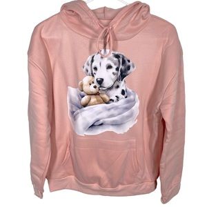 {NEW} Dalmatian Puppy Hoodie Pink Medium